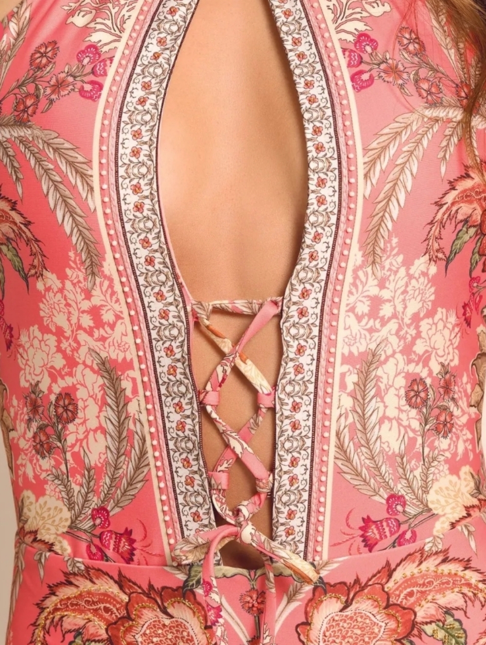 Cosita Linda NWT Abloom High Neck Vutour Lace Up Reversible One Piece Swimsuit - Picture 4 of 13